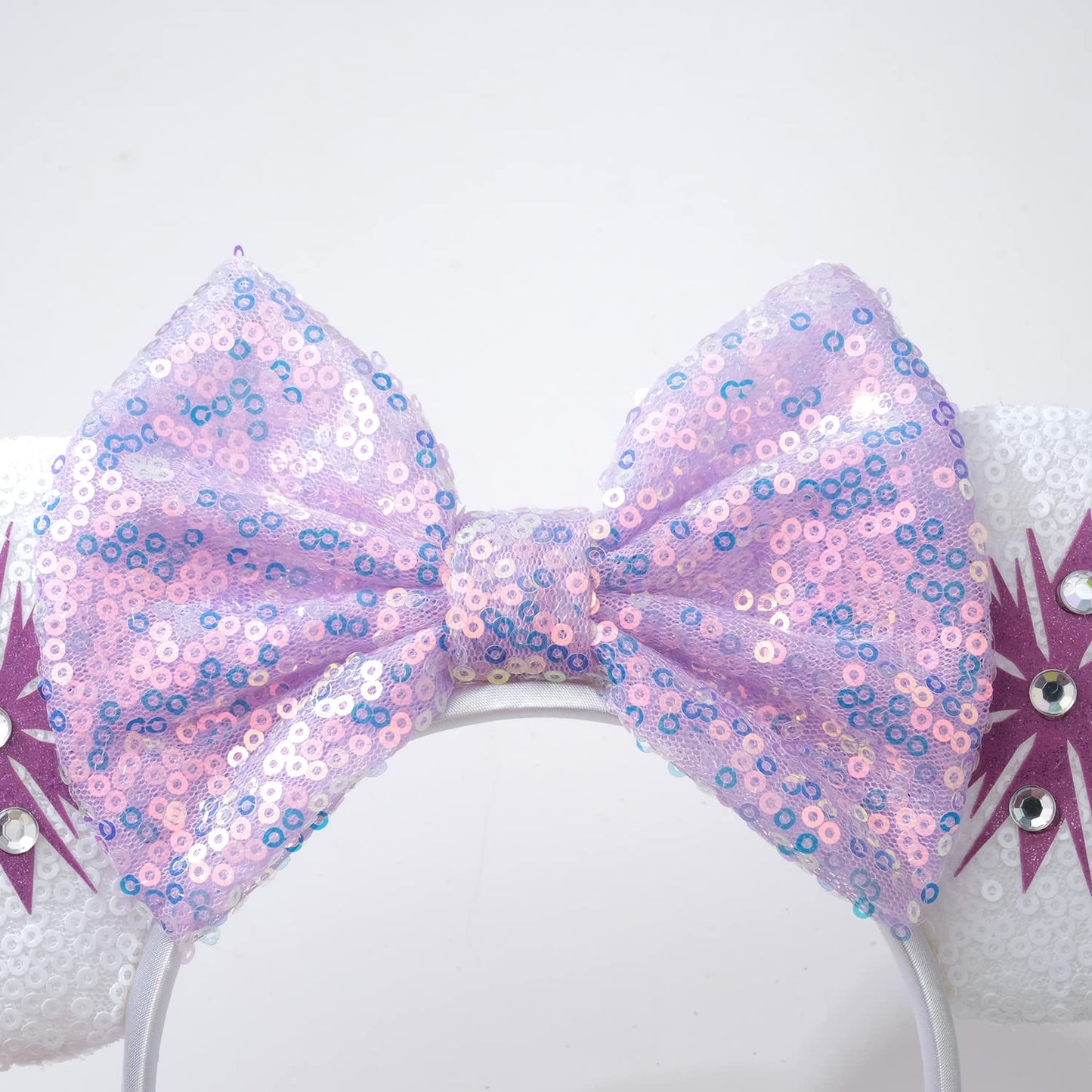 Foeran Mouse Ears Headbands Shiny Bows Mouse Ears Glitter Party Princess Decoration Cosplay Costume For Girls Women (Frozen Purp