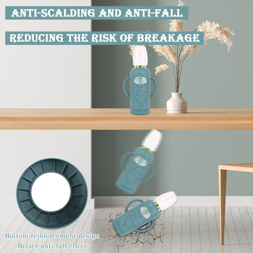 4 Pack Silicone Sleeves With Handle For Dr Brown'S Glass Baby Bottles, Drop Protection Baby Bottle Sleeves, Compatible With Dr.