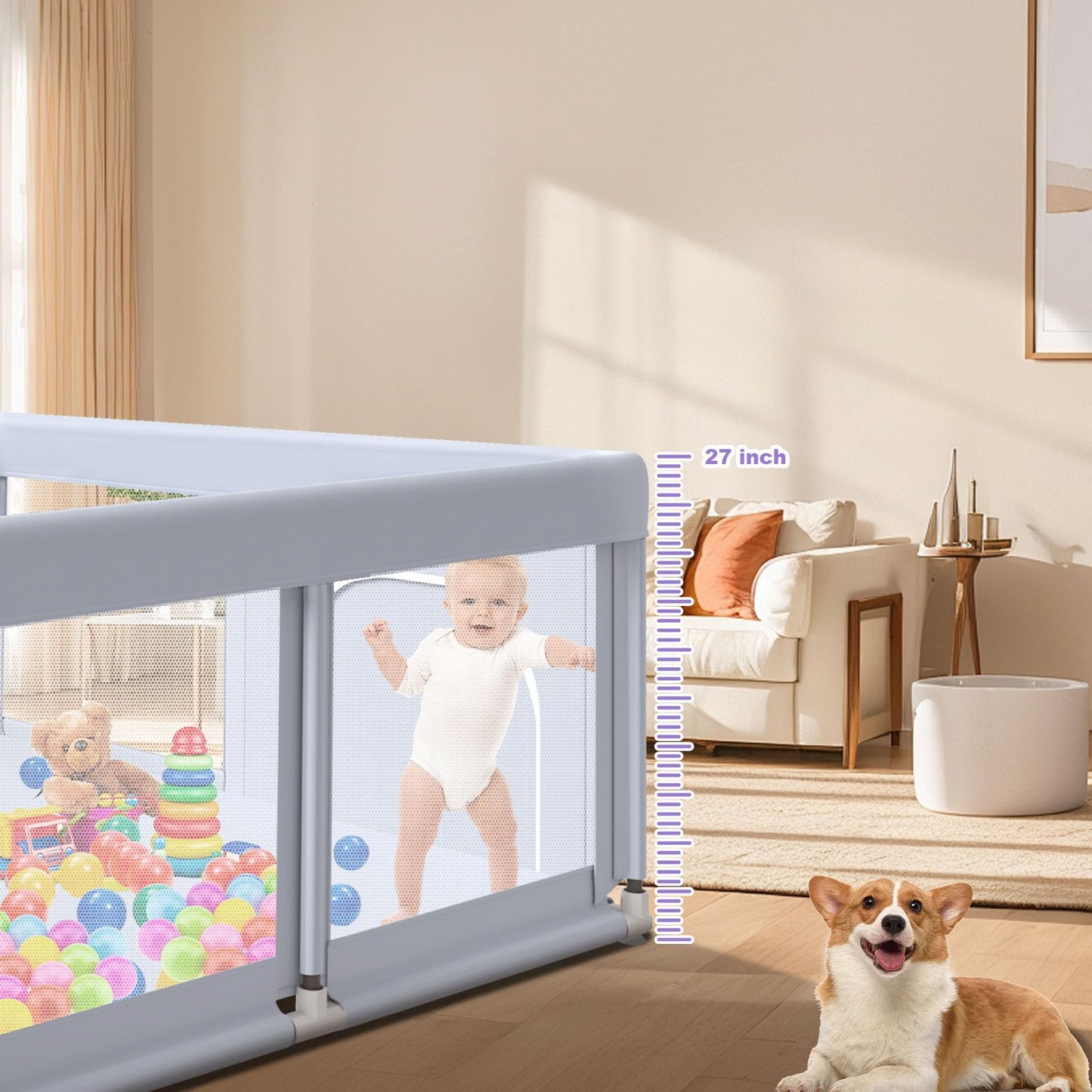 Hiaksedt Large Baby Playpen 74X50 Inch Playpen For Babies And Toddlers, Play Yards For Indoor & Outdoor With Zipper Gates, Breat