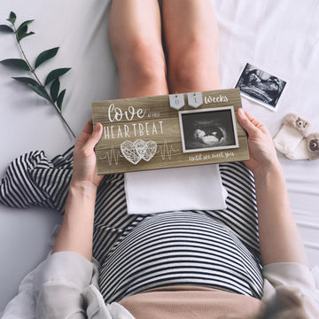 Baby Sonogram Picture Frame With Countdown Weeks - Standard 4'X3' Ultrasound Photo - Pregnancy Announcements Ideas - Gender Re
