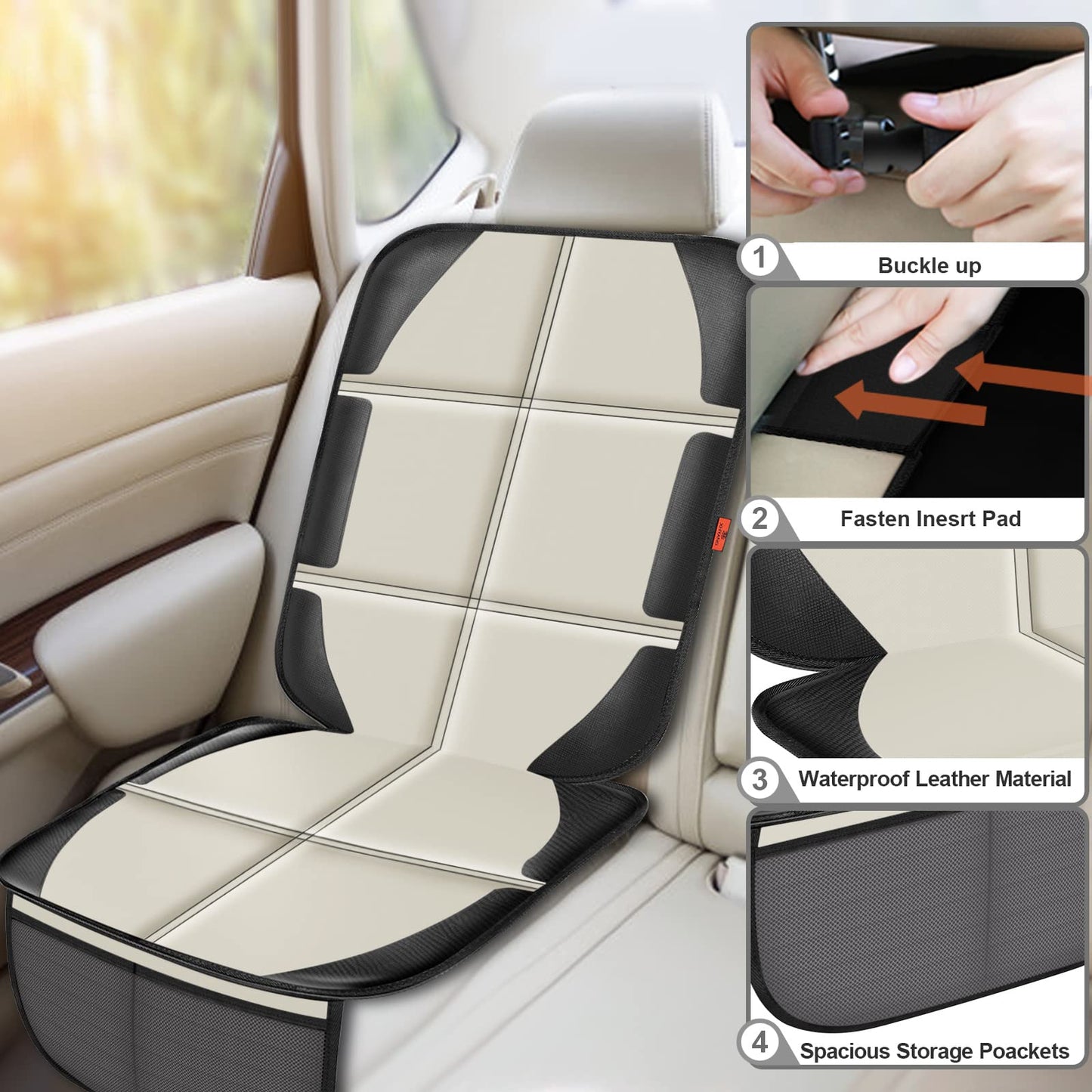 Xhyang Car Seat Protector, 2 Pack, Universal Fit, Polyvinyl Chloride & Leather, For Child Baby Car Seat, Waterproof, Durable, 60