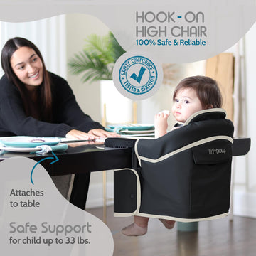 Elegant Faux Leather Hook On High Chair For Baby, High Chair That Attaches To Table - Clip On High Chair To Table, Table High Ch