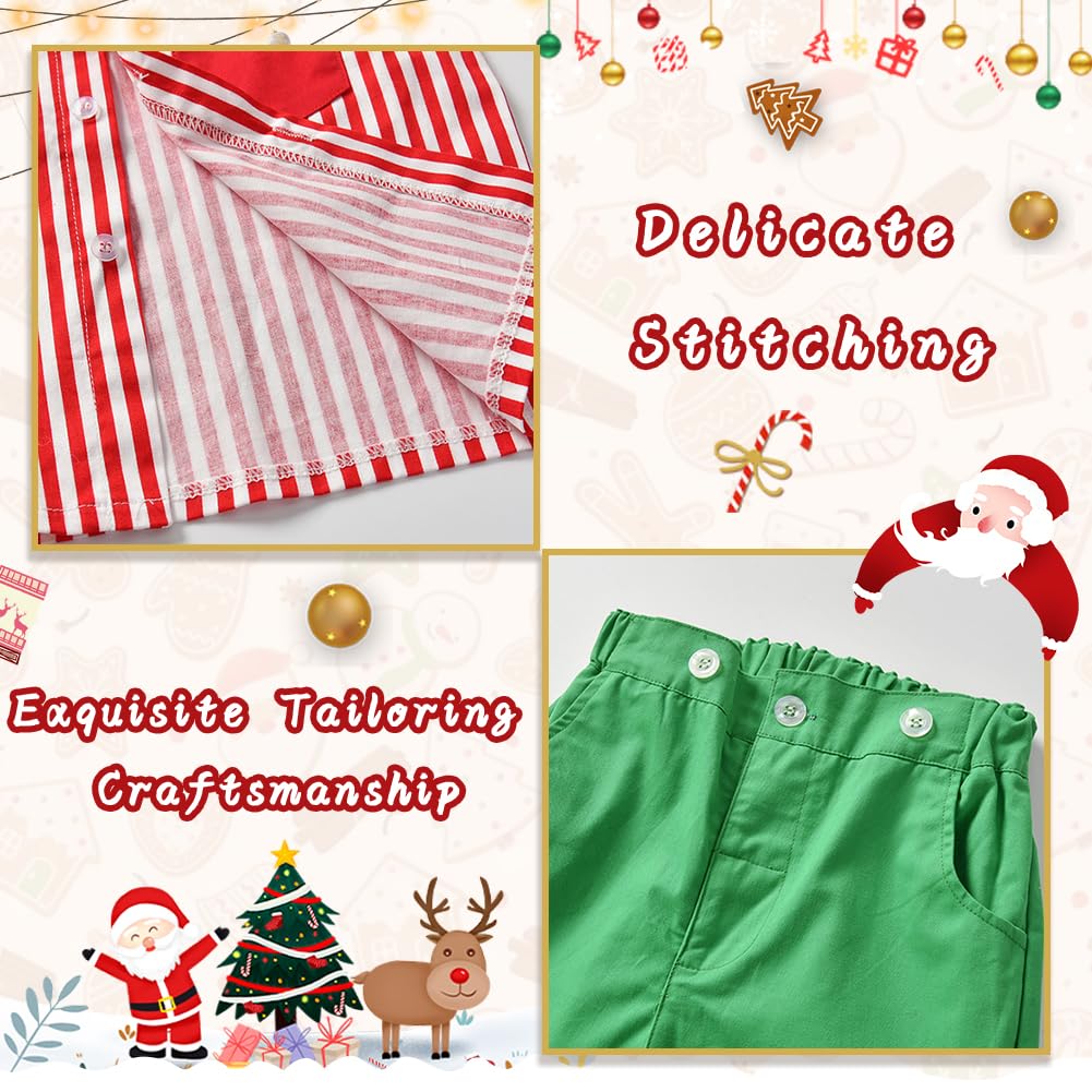 Fairy Baby Toddler Baby Boys Christmas Gentleman Outfit Bow Tie Shirt Suspender Pant Clothes Sets 18-24Months
