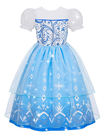 Marendyee Princess Dress For Girls Halloween Costume Outfit Sparkly Tulle Mesh Fancy Dresses Puff Sleeve Birthday Gift