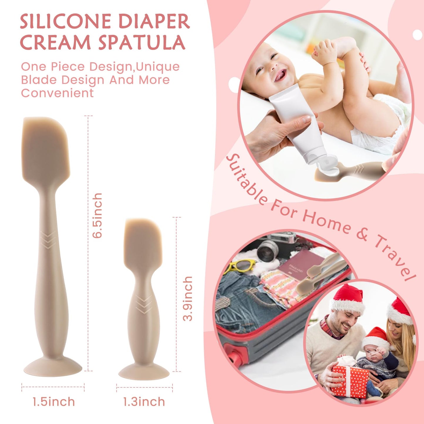 Lotbill Baby Diaper Cream Spatula, 2 Pack Butt Spatula Baby, Silicone Diaper Cream Applicator, Full-Size And Mini Butt Paste Spa
