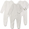 Aablexema Baby Footie Pajamas With Mittens - 3Pcs Infant Footed Sleeper Cotton Sleepwear Outfits(9-12M, White/Grey/Dot)