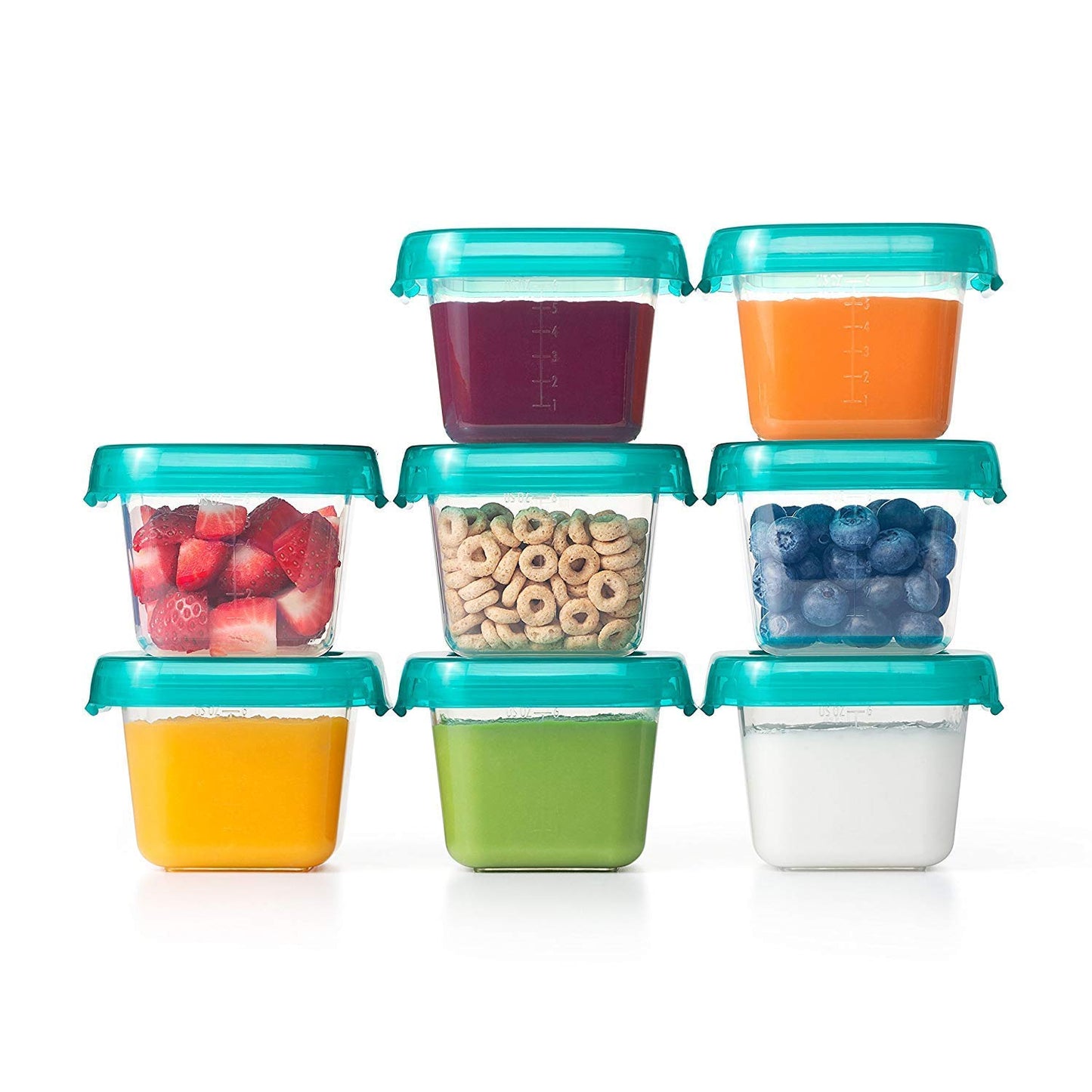 Oxo Tot Baby Blocks Food Storage Containers, Teal, 6 Oz - Set Of 2