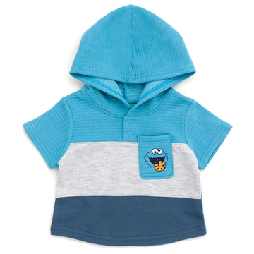 Sesame Street Cookie Monster Newborn Baby Boys Pullover Hoodie And French Terry Shorts Blue Cookie Monster 3-6 Months