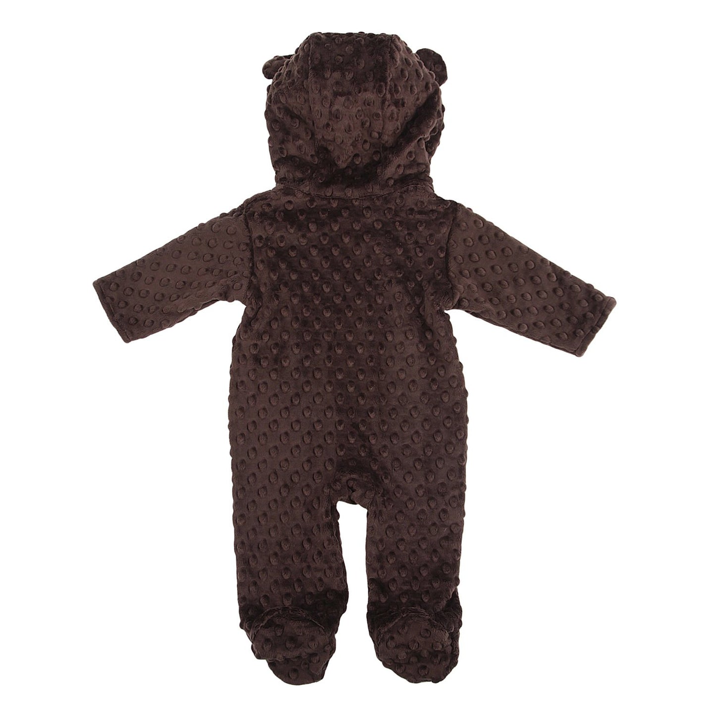 My Blankee Hooded Footie Romper Minky Dot With Ears, Chocolate Brown, 18-24 Months