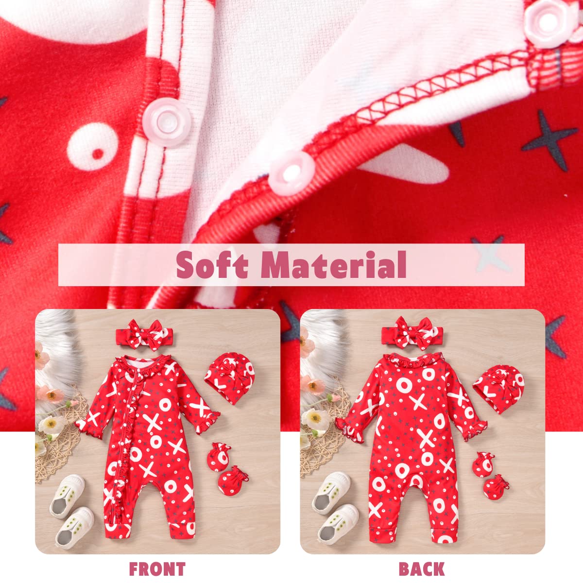 Aalizzwell 0-3 Months Newborn Baby Girls Valentines Day Romper Infant Winter Clothes Coming Home Outfit Red Heart Clothing