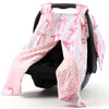AceOrbit Pink Bow Car Seat Cover Baby Girl, Minky Warm Winter Carseat Covers with Peekaboo Opening Soft Cozy for Newborn Infant
