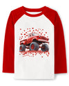 Valentine Shirts Toddler Boys Girls Raglan Long Sleeve Tees Kids Love Heart Truck Graphic Red Tops 5T