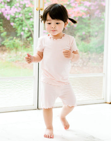 Vaenait Baby Infant Kids Toddler Short Sleeve Sleepwear Pajamas 2Pcs Set Shirring Pink M