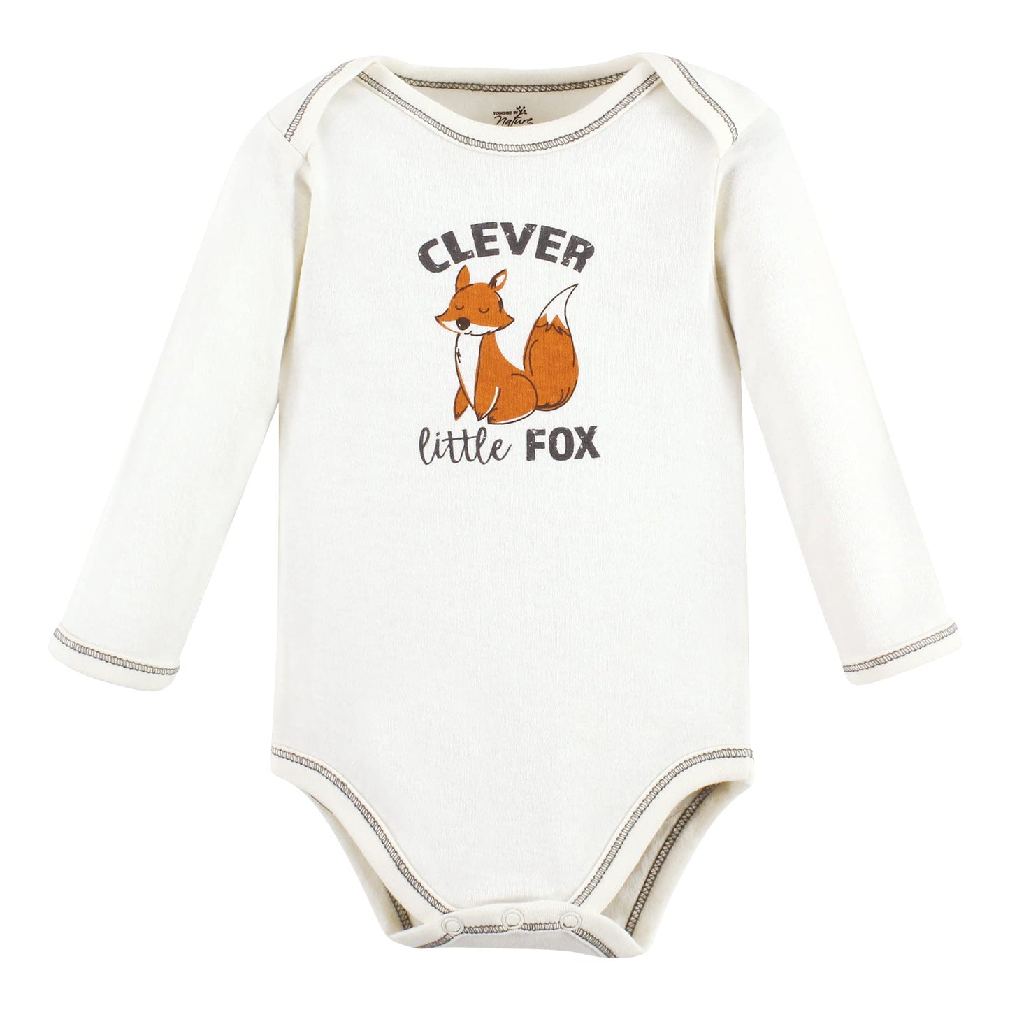 Touched By Nature Unisex Baby Organic Cotton Long-Sleeve Bodysuits, Boy Woodland Alphabet, 0-3 Months