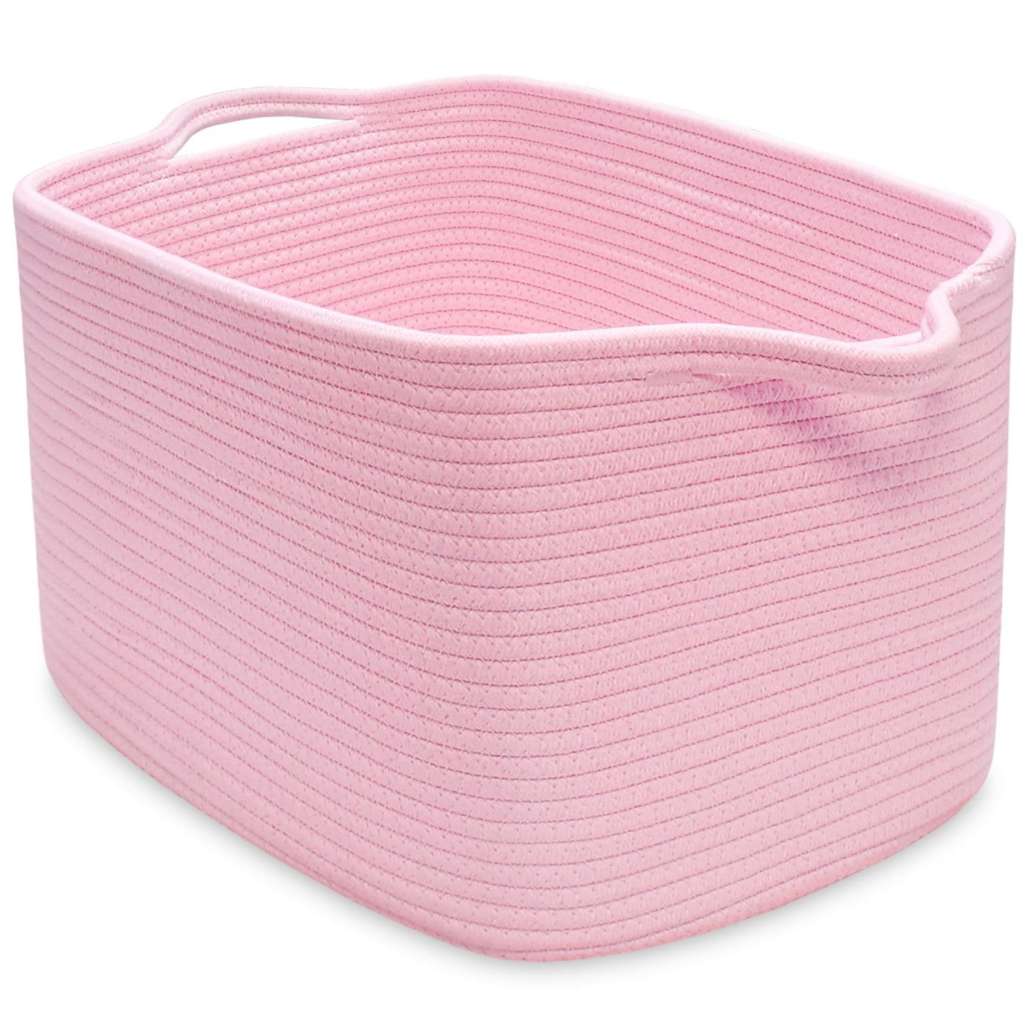 ABenkle Cotton Rope Storage Basket, Decorative Organizer with Handles, Rectangle Baby Nursery Baskets for Shelves Closet, 13.5x1