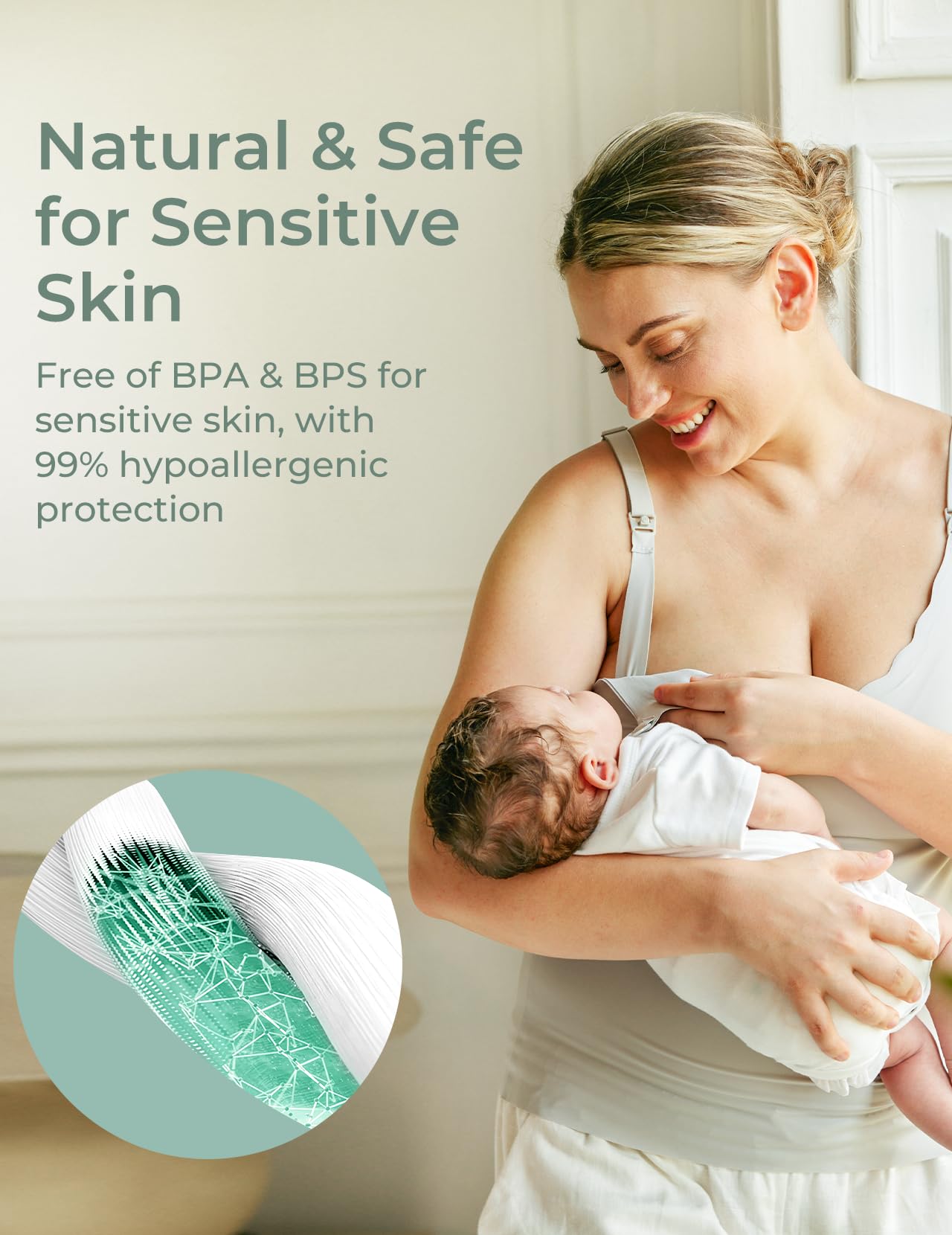 Momcozy Bamboo Disposable Nursing Pads, Advanced Blue Core For Ultra-Absorbent, Leakproof & 3D Design, Biodegradable For Sensiti