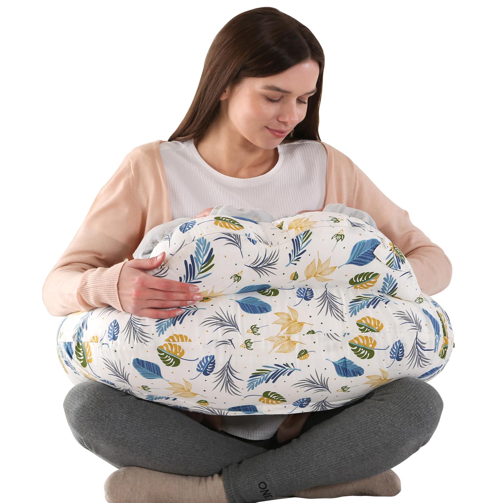Battop Nursing Pillow For Breastfeeding,More Support For Mom And Baby,Feeding Pillow With Removable Cover And Adjustable Waist S