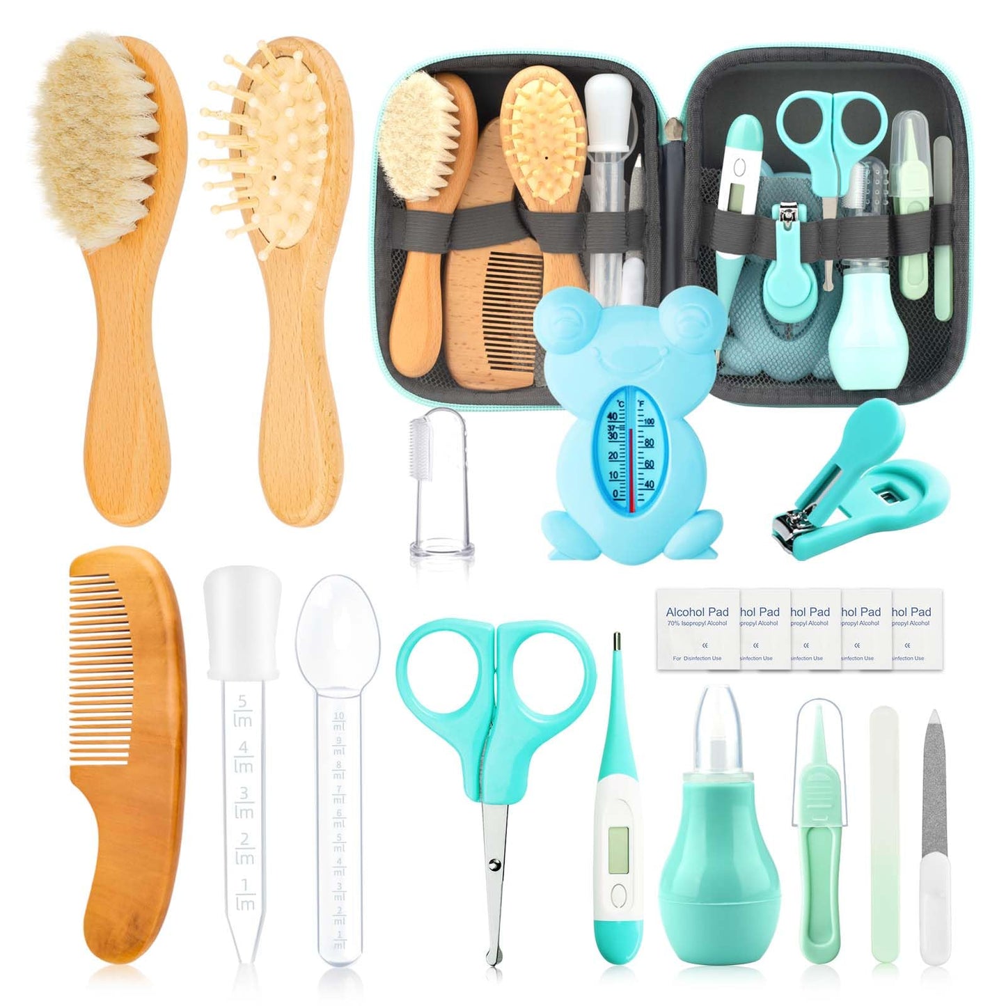 Baby Grooming Kit, Infant Safety Care Set With Hair Brush Comb Nail Clipper Nasal Aspirator,Baby Essentials Kit For Newborn Girl