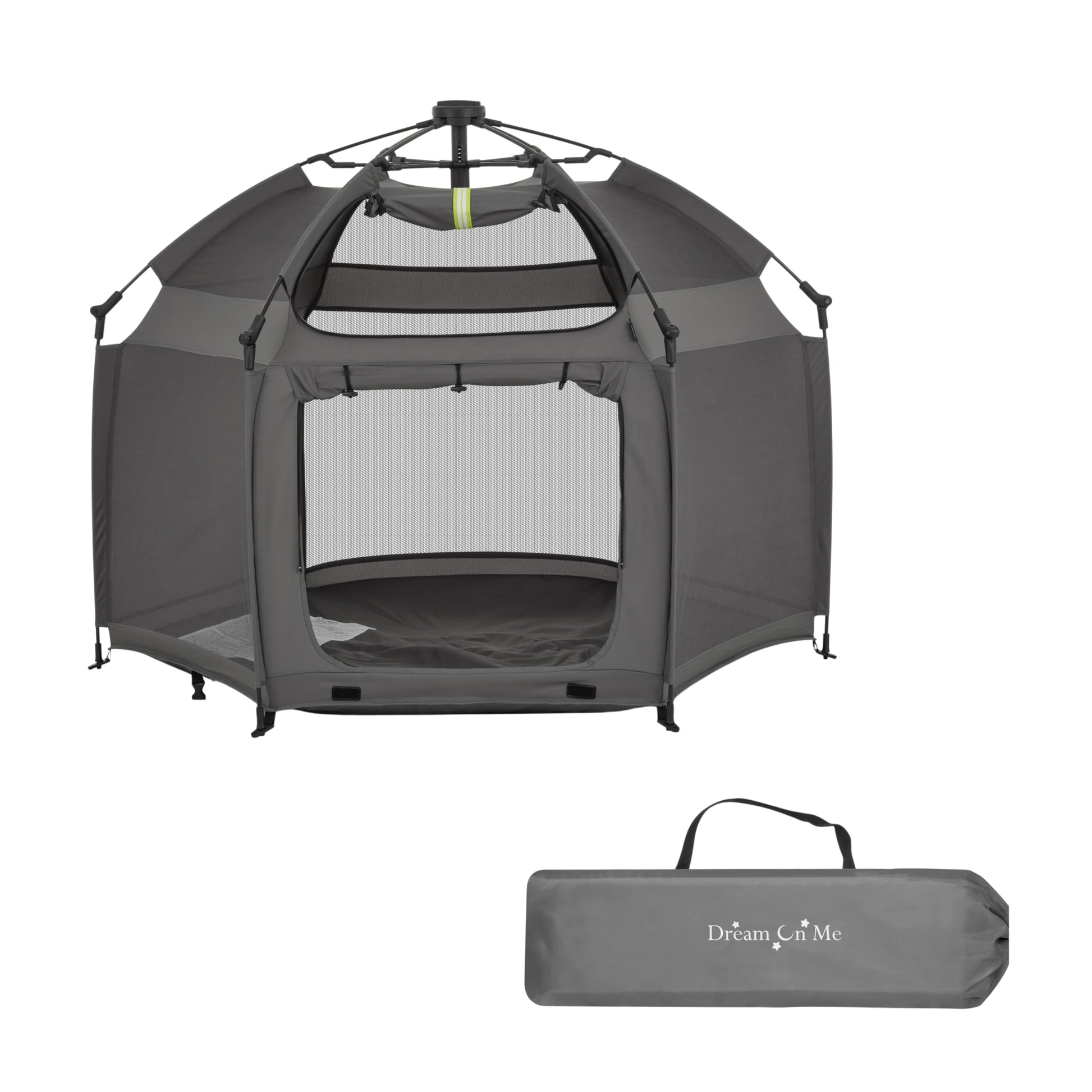 Dream On Me Pop Up Children Playpen In Charcoal, Easy Set Up For Babies And Toddlers, Breathable Mesh Sides, One Hand Easy Fold,