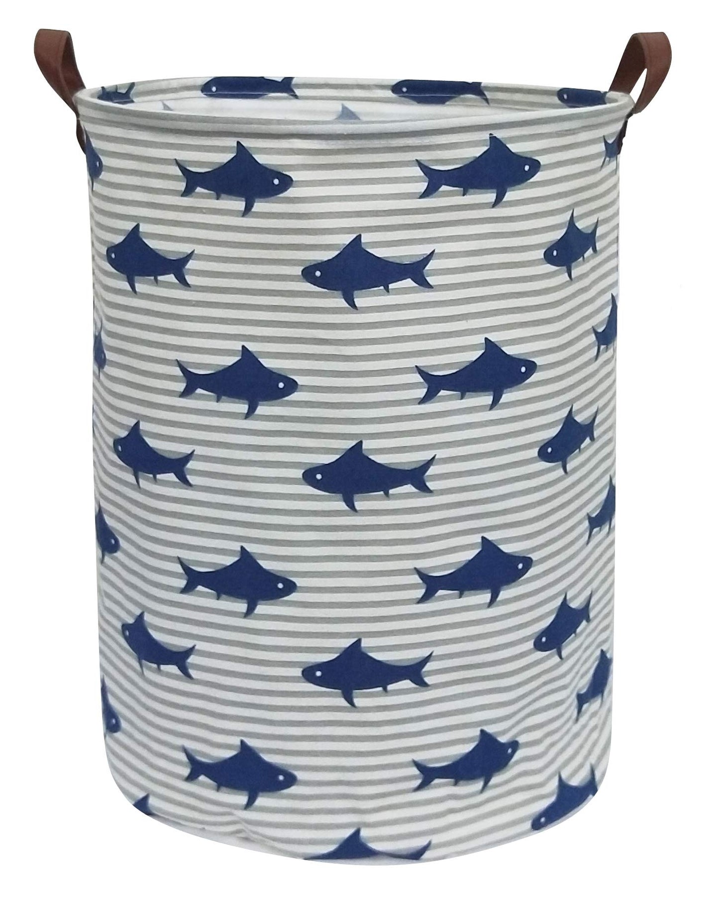 Clocor Kids Laundry Basket,Shark Toy Storage Bins,Baby Clothes Hamper,Round Gift Basket With Handles For Bedroom Nursery,Toddler