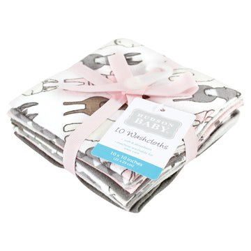 Hudson Baby Unisex Baby Flannel Washcloths, Farm Friends Pink 10Pk, One Size