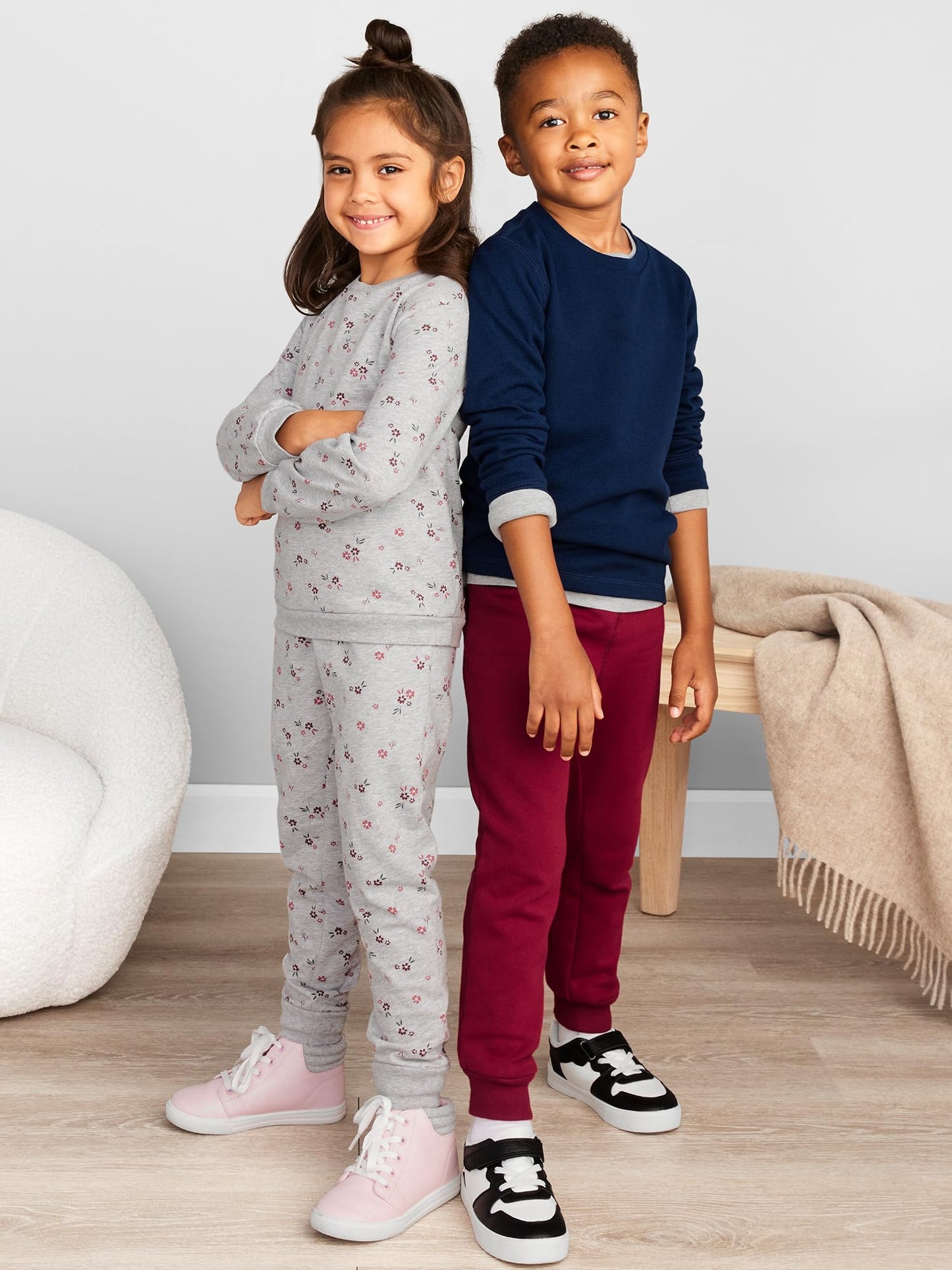 Simple Joys By Carter'S Little Girls' 4-Piece Sweatshirt Set, Plum/Floral, 5