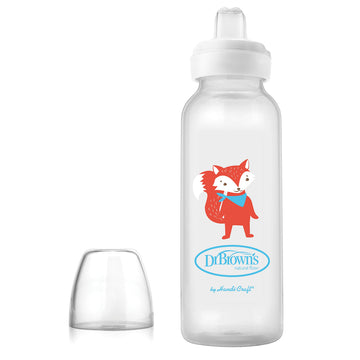 Dr. Browns Milestones Narrow Sippy Bottle, 100% Silicone Soft Sippy Spout, 8Oz/250Ml, Fox, 6M+