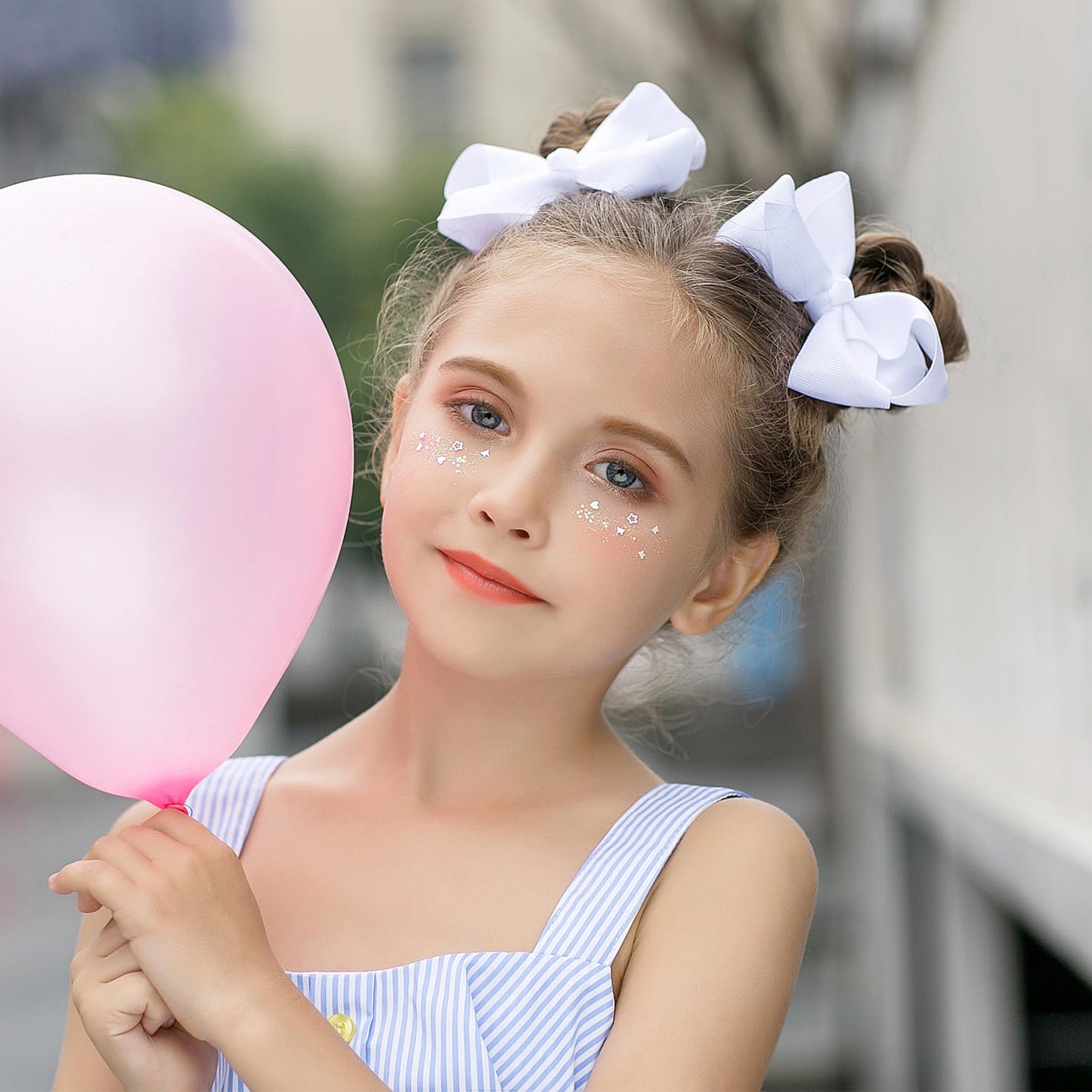 Deeka White Hair Accessories Set - 15 Pieces Uniform Bows, Clips, Headband, And Ties For Little Toddler Girls