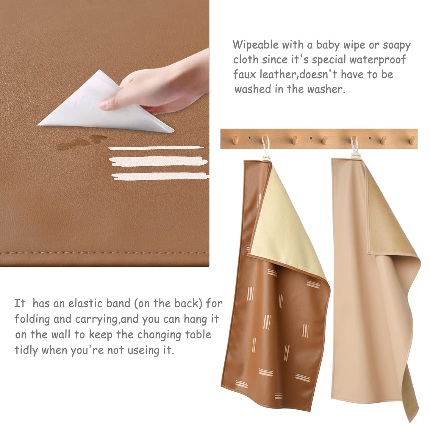 Owlowla Baby Diaper Changing Pad Portable Changing Mat Travel Changing Pad Liner For Baby And Small Toddler(Beige&Brush Strokes)