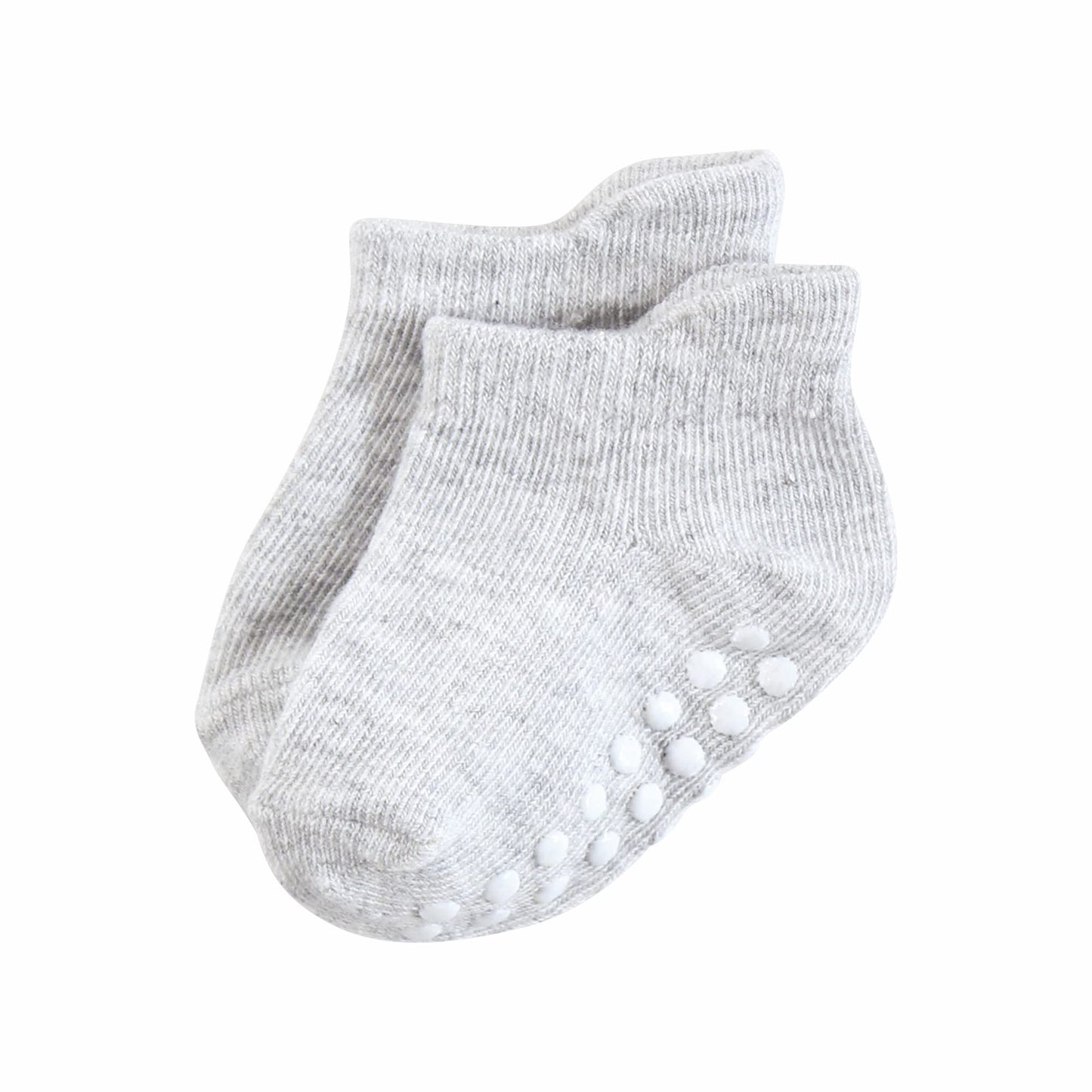 Hudson Baby Unisex Baby Non-Skid No-Show Socks, Gray, 6-12 Months