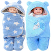 Swissberry Baby Blanket New Born Combo Pack of Hooded Swaddle Wrappers Security Blankets Pack of 2 Pc.(SkyBlue, 06 Months)