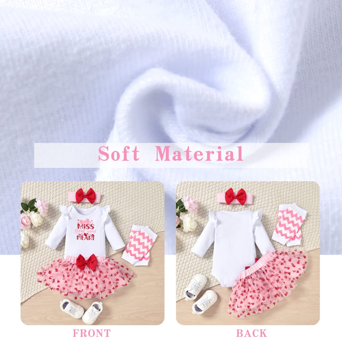 Aalizzwell 0-3 Months Baby Girls Valentines Day Outfit Infant 1St Valentines My Tulle Skirt Heart Clothes With Leg Warmers Cloth
