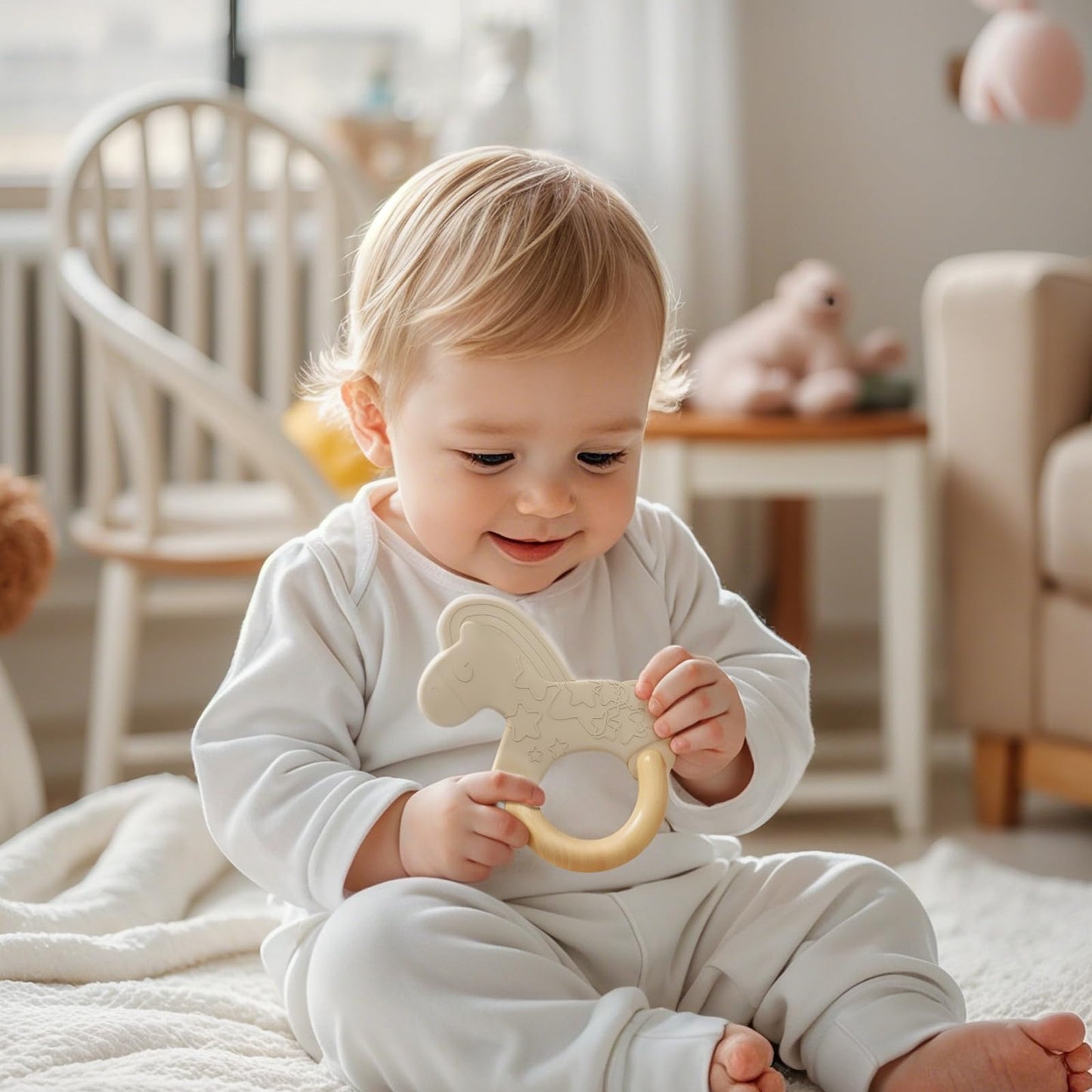 Evoceler Softness Staged Teething Toys (30 Super Soft, 50 Soft, 70 Regular) for Baby Teething Relief - 10 Pcs Pacifier-Grade Sil