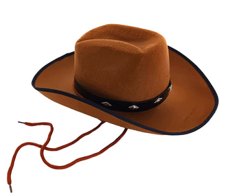 Children'S Cowboy, Sheriff Theme Costume Dress Up Set For Boys And Girls - Cowboy Hat, Bandana And Gold Sheriff Badge (Brown)