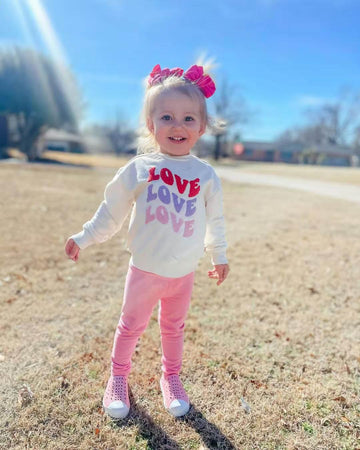 Focusnorm Toddler Baby Girl Valentine'S Day Outfits Letter Embroidery Sweatshirt Elastic Pants Sets Newborn Infant Clothes (Cute