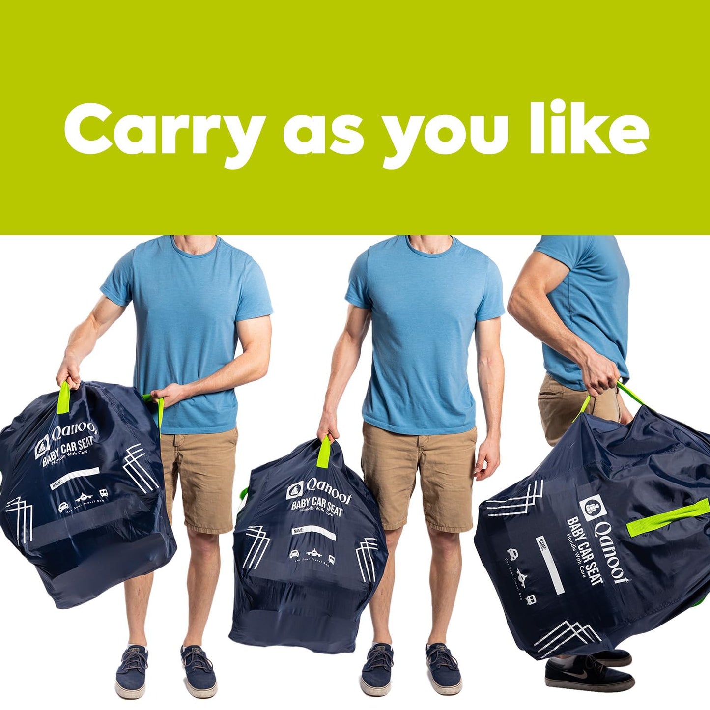 Qanoot Car Seat Travel Bag For Airplane - Durable Hand Carry Style Car Seat Bag, Car Seat Bags For Air Travel, Fits Convertible,