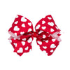 Wee Ones Girls' Heart Print Grosgrain Hair Bow On Weestay No-Slip Clip, Heart Print, King, Red