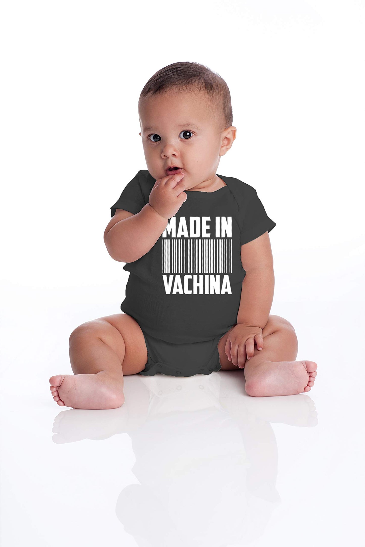 Made In Vachina - Funny Cute Infant Creeper Short Sleeve Bodysuits Infant Funny Baby Romper(Black, Newborn)