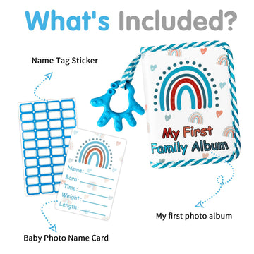 Bohemiaby My First Family Photo Album For Baby, 4X6' Baby Photo Albums, Soft Toddler Photo Album With Milestone & Large Safety