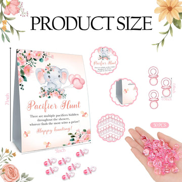 Guawubiang Pacifiers Hunt For Baby Shower Game, Mini Pacifiers Baby Shower Games Set, Include Elephant Theme Baby Pacifier Hunt