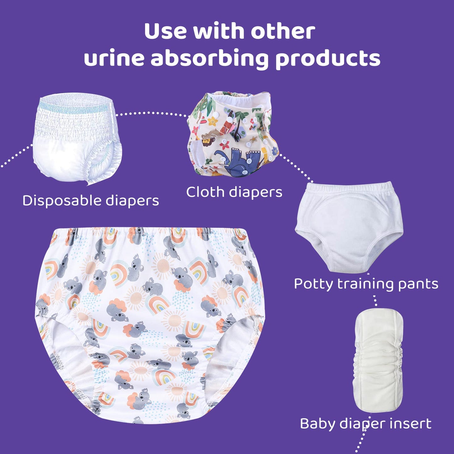 Smulpooti 8 Packs Reusable Plastic Underwear Covers For Potty Training And Waterproof Diaper Cover For Rubber Pants Girls 4T