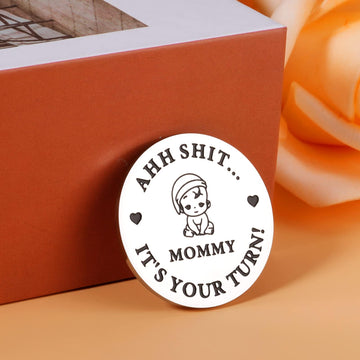 Funny Baby Gift New Dad Mom Decision Coin Gifts For Dad Mom To Be, Pregnancy Gifts For First Time Moms Dads Daddy Mummy, Baby Sh