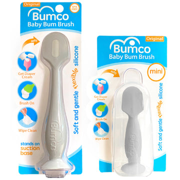 Bumco Baby Bum Brush + Mini Diaper Cream Spatula With Case - Bpa-Free Butt Spatula Baby, Soft Diaper Spatula, Baby Diaper Cream