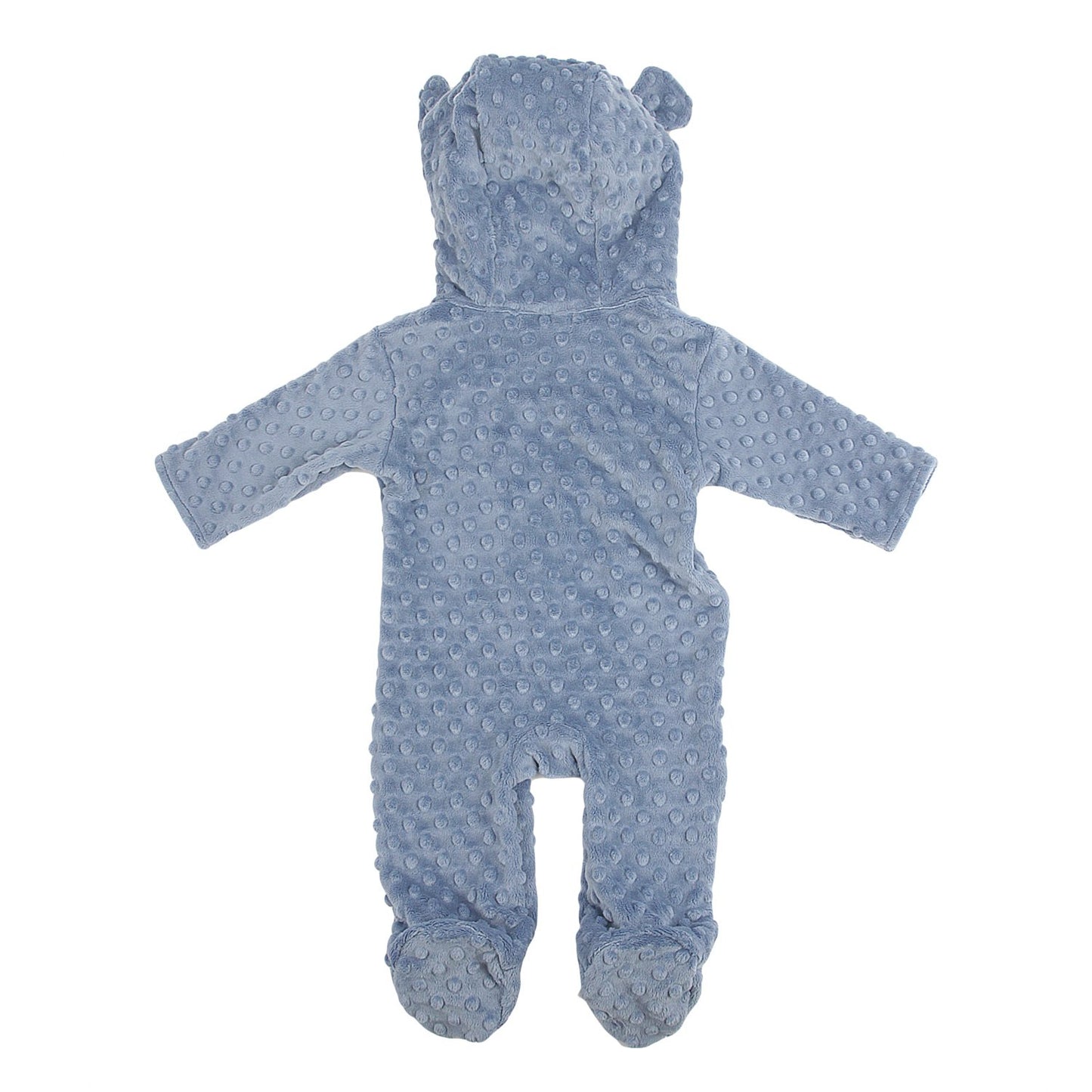 My Blankee Hooded Footie Romper Minky Dot With Ears, Periwinkle, 3-6 Months