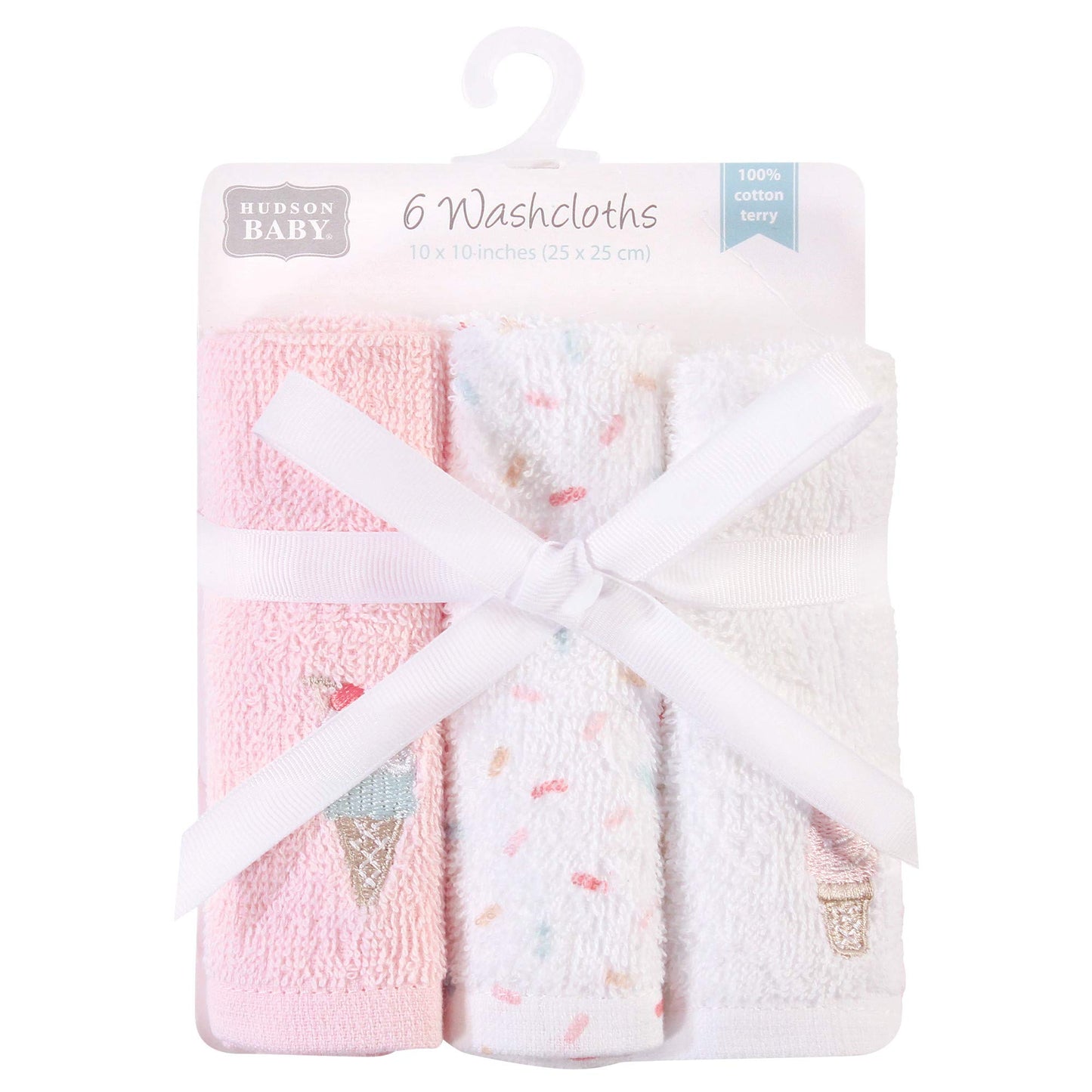 Hudson Baby Unisex Baby Super Soft Cotton Washcloths, Ice Cream, One Size