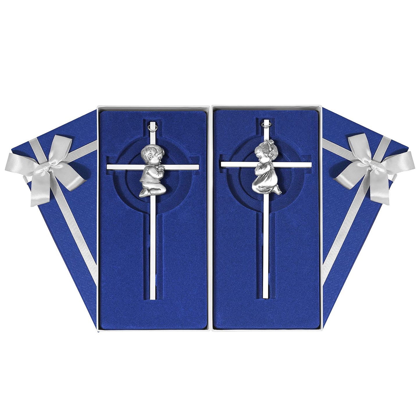 2 Pcs Silver Baby Wall Cross Baptism Gifts For Boy And Girl Christening First Communion Dedication Gift For Baby Girls Goddaught