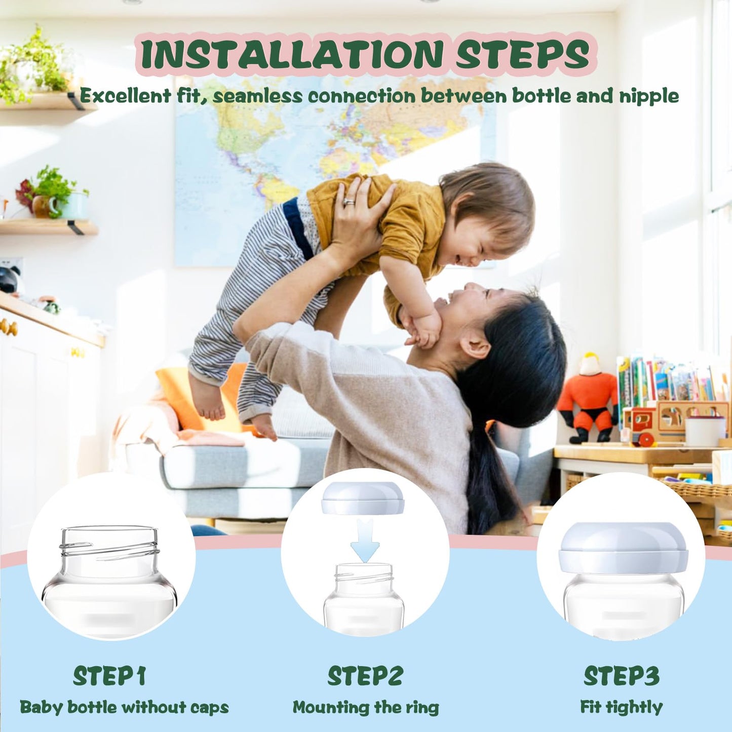 Replacement Screw Rings Screw Collars For Philips Avent Natural Baby Bottles, Pack Of 6