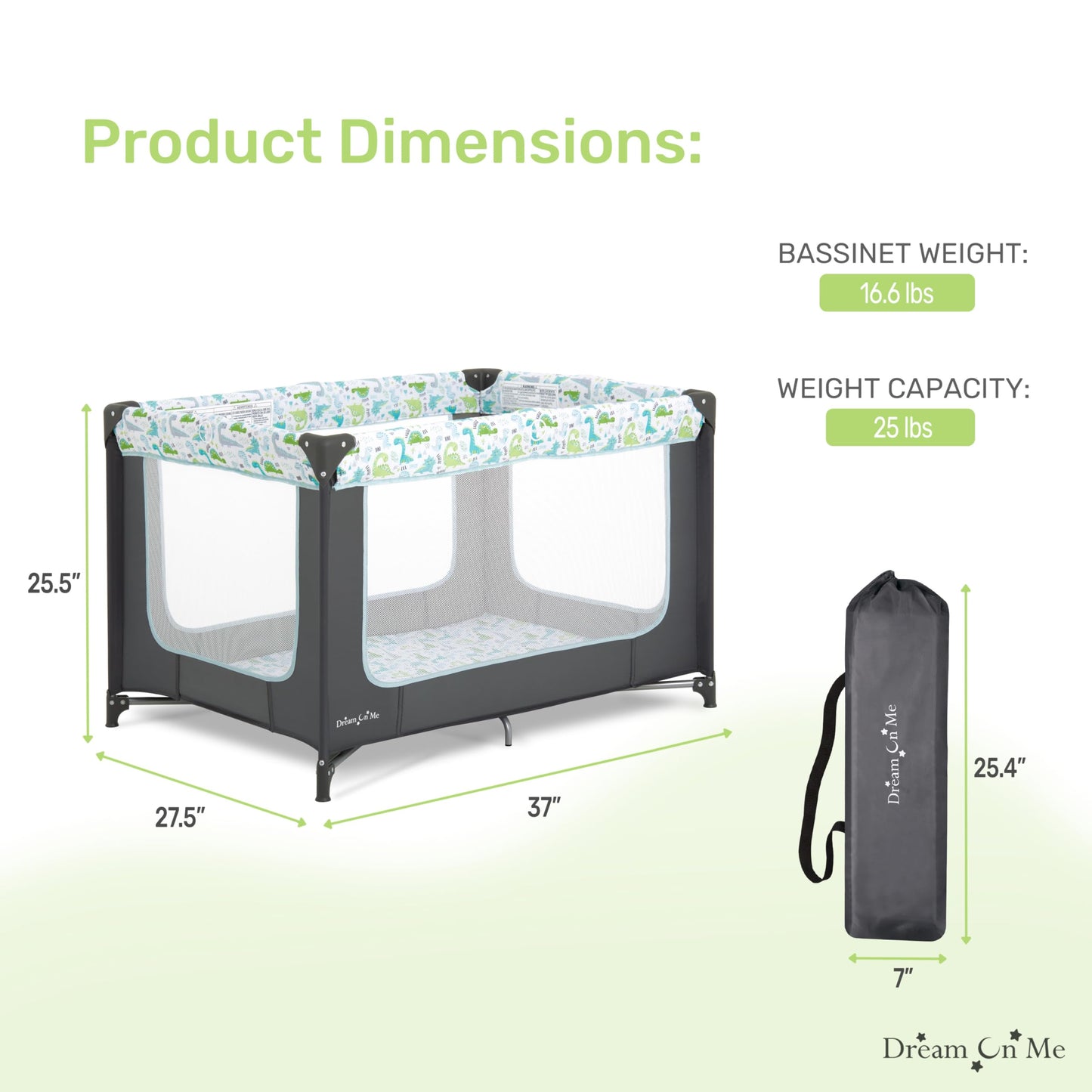 Dream On Me Zodiak Portable Playard In Grey And Green, Lightweight, Packable And Easy Setup Baby Playard, Breathable Mesh Sides
