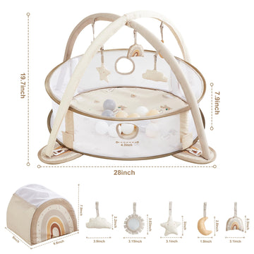 Beright 5-In-1 Baby Gym & Play Mat,Play Gym & Ball Pit With Sensory Toys For Newborn Infant Toddler To Develop Motor&Cognition,