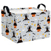 NIETEIN Large Halloween Themed Candy Gift Storage Basket for Kids Foldable Baby Bin Girls Personalized Decor (Black Castle)